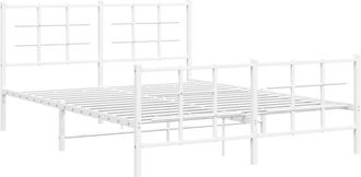 vidaXL Estructura Cama Sin Colch&oacute;n Con Estribo Metal Blanco 150x200 Cm Vidaxl