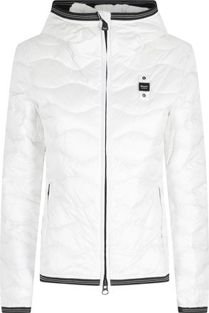 Blauer White Camelia Hooded Wave Stitching Polyamide Down Jacket
