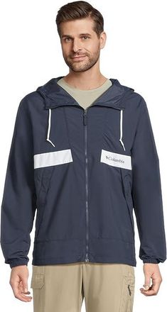 Columbia Spire Valley Hooded Windbreaker Mens Coat Collegiate Navy/White : MD, Nylon