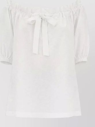 Patou off shoulder oversize top bow detail