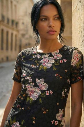 Roman Floral Print Lace Stretch Top