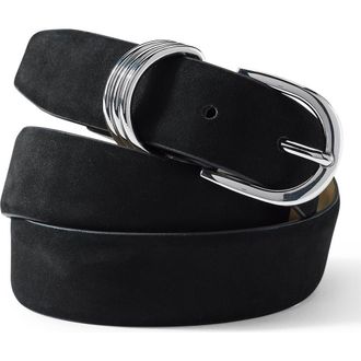 Lands End Nubuck Multi Keeper Belt in Black at Nordstrom, Size X-Small