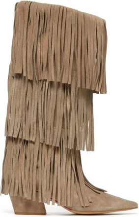 Aniye By Cowboy Fringes Boots - Dames - Cowboylaarzen - Beige - 36 EU - Leer - Schoenen