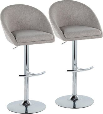 LumiSource LumiSource Set of 2 Matisse Highback Contemporary/Glam Adjustable Bar Stools with Footrest