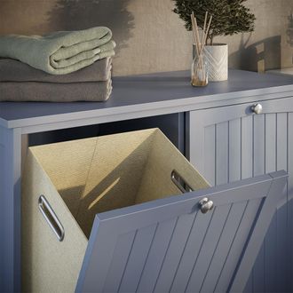 Vicco Mueble De Ba&ntilde;o Bianco, Gris, 83 X 80 Cm Con 2 Cestas De Ropa, Vicco