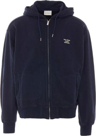 Dr&ocirc;le de Monsieur Hoodies & sweatvesten, Heren, Blauw, XL, Katoen, Slogan Rits Sweatshirt