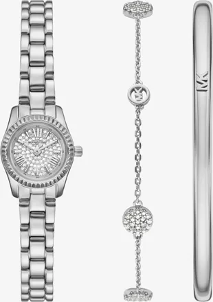 Michael Kors Petite Lexington Pav&eacute; Silver-Tone Watch and Jewelry Gift Set