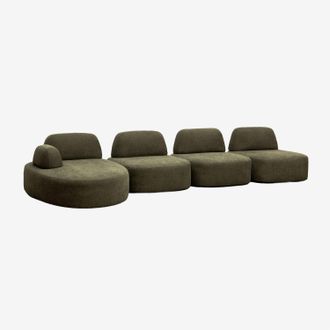 Sklum Sof&aacute; Modular Chaise Longue Izquierdo De 4 Piezas Tapizado Giorgia Sklum