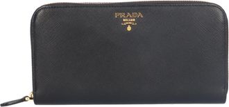 Prada Black Leather Long Wallet (Bi-Fold) (Pre-Owned)