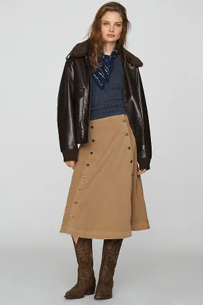 Pilcro Button Panel Midi Skirt