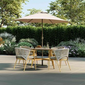 Charles Bentley Almada 4 Seater Dining Set in Light Grey | Size: 4 Person