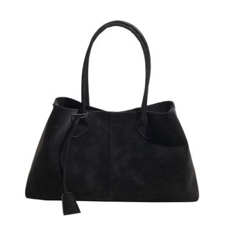 Generic Casual and versatile tote bag, solid color handbag Compatible For women(Black)