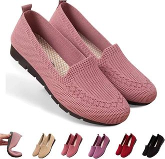 Generic Womens Orthopedic Knit Comfort Loafers - Slip-Resistant Walking Shoes, Lightweight Soft Sole Shoes for Outdoor (Pink,10.5)
