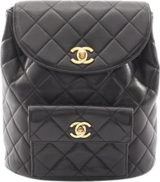 Chanel Pre-owned Vintage Rugzak - Dames - Vintage Rugzakken - Zwart - ONE Size - Leer - Vintage