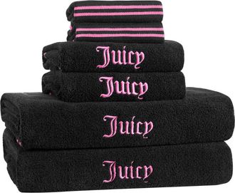 Juicy Couture Neon Border 6-Piece Towel Set in Black/hot Pink at Nordstrom Rack