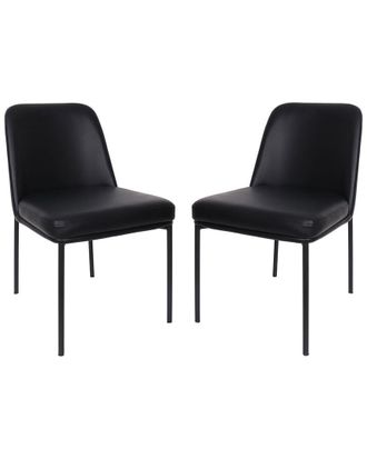 Manhattan Comfort Set Of 2 Loft Metal Vegan Leather Side Chairs