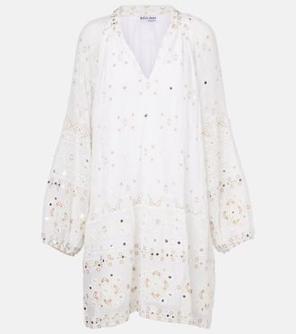 Juliet Dunn Embroidered cotton minidress