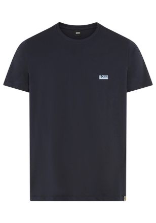 HUGO BOSS T-Shirt BOSS, Herren, Gr. M, blau (dunkelblau 406), Jersey, Obermaterial: 100% Baumwolle, unifarben, regular fit normal, Rundhals, abgesteppte Kante, 