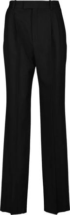 Saint Laurent Elegante Wollen Stadbroek - Dames - Wijde Broeken - Zwart - M - Wol - Broeken