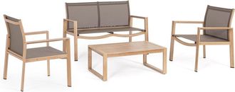 BIZZOTTO Salón de jardín en aluminio y textilene natural