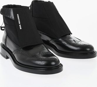 Dior Stivaletti Derby Brogue in Pelle e Tessuto con Chiusura a Strappo e Coulisse Regolabile Dior