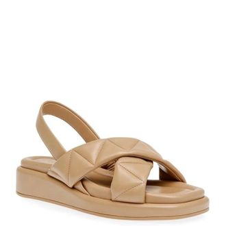 Anne Klein Air Sandals Womens Nude Leather Cross Strap Slingback HTAT893