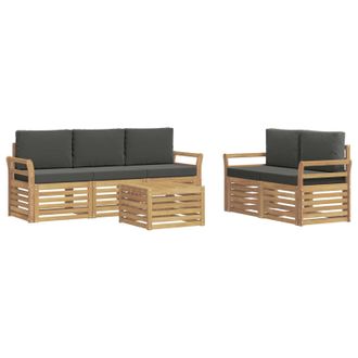 vidaXL Set Di Divani Da Esterno 6 Pz Bianco E Antracite Poliestere Vidaxl