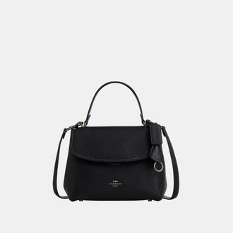 Coach Womens Emory Top Handle in Lux Pebbled Leather - Black - One Size