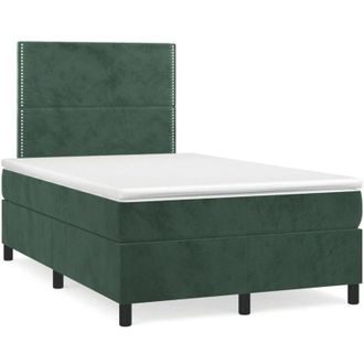 vidaXL Vidaxl - Cama Box Spring Con Colch&oacute;n Terciopelo Verde Oscuro 120x190 Cm