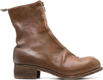 Guidi front-zip round-toe boots - men - Calf Leather/Calf Leather/Calf Leather - 41 - Brown