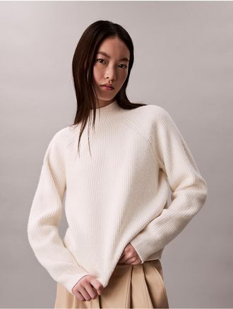 Calvin Klein Jeans Calvin Klein Womens Rib Classic Mock Neck Sweater - Neutral - XS