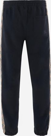 Burberry Mens Check Cotton Pants Navy Trousers