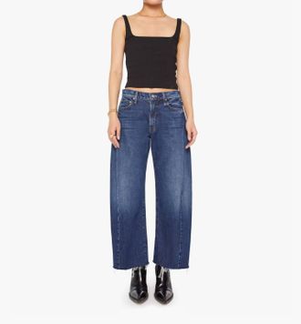 Mother Lil Mid Rise Full Pipe Flood Fray Jeans In Unplugged