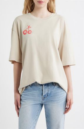 Junk Food 8 Ball Cherries Oversize Cotton Graphic T-Shirt in Birch at Nordstrom, Size X-Small