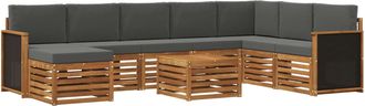 vidaXL Conjunto De Sof&aacute;s De Exterior 7 Uds. Natural Y Antracita Vidaxl