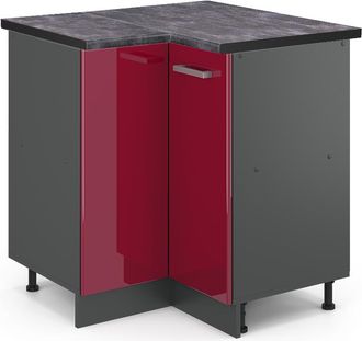 Vicco Armario De Esquina R-line, Rojo Burdeos Alto Brillo, 75.6 Cm, Et Antracita