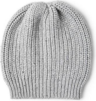 Brunello Cucinelli Cashmere and silk beanie in Light Grey at Nordstrom, Size X-Large
