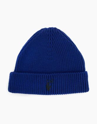 Off-white Mens Off White Hand Off Wool Rib Beanie Blue Black - Multi/Blue - Size: OS