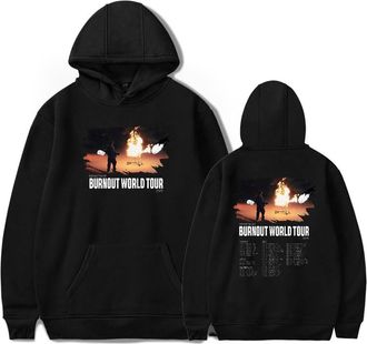 Generic Boywithuke Burnout World Tour Print Fashion Mens Hoodie Casual Loose Hoodie Street (Black,XS)