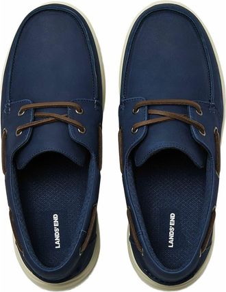 Lands End Comfort Leather Slip On Boat Shoes in Tide Pool at Nordstrom, Size 11.5