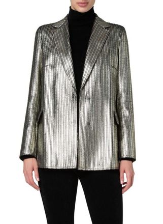 Akris Laminate Corduroy Boyfriend Jacket In Gold