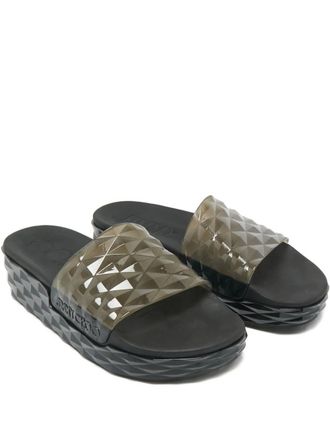 Jimmy Choo London diamond-patterned slides - Grey