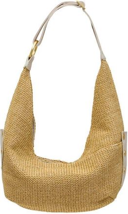Hammitt Tom Zip Medium Hobo Bag in Calla Lily White Raffia/gold at Nordstrom