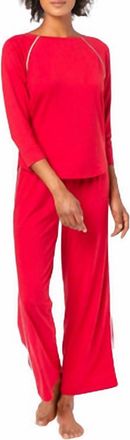 Lilla P Womens Sleeve Sleepwear Set In Garnet