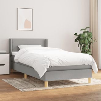 vidaXL Cama Box Spring Con Colch&oacute;n Tela Gris Claro 90x190 Cm Vidaxl