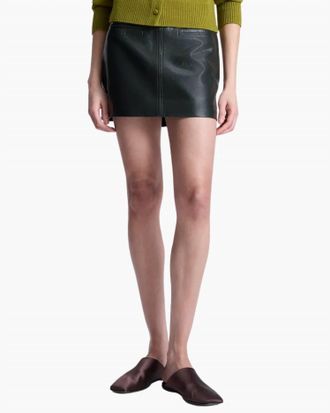 A.L.C. Cowan Leather Mini Skirt In Dark Green