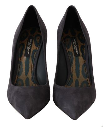 Dolce & Gabbana Womens Gray Suede Leather Stiletto Shoes Heels