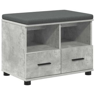 vidaXL Banco De Entrada Con Coj&iacute;n Gris Concreto 60 X 38 X 46 Cm Vidaxl