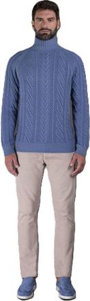 Moorer MenS Light Blue Cable Knit Sweater, Size 48