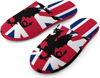 Generic British Britain Dragon United Kingdom Mens House Slippers Slip Indoor Slipper On Shoes Warm Outdoor
